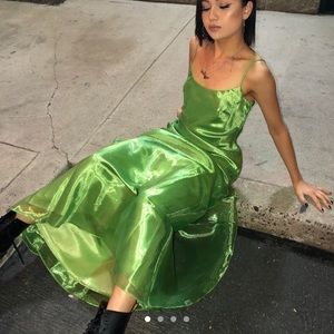Gunne Sax Lime Green Chiffon Vintage Prom Dress